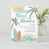 ONE クール Babeサーフィンボーイ1st誕生日ビーチパーティー 招待状 (スタンド正面)