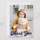 One クール Dude 1st Birthday Thank You Photo Card サンキューカード (正面)