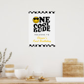 One クール Dude Boy 1st Birthday Wavy Welcome ポスター (キッチン)
