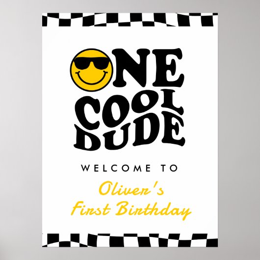 One クール Dude Boy 1st Birthday Wavy Welcome ポスター (正面)
