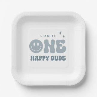 ONE モダン Happy Dude Birthday Partyプレート ペーパープレート