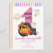 ONE 不気味 Little Boo Halloween Girls 1st Birthday 招待状 (正面/裏面)