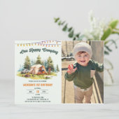 One 素朴 Happy Camper 1st Birthdayパーティー写真 招待状 (スタンド正面)