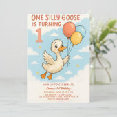 ONE 間抜け Goose 1st Birthday招待状For Girls 招待状 (スタンド正面)