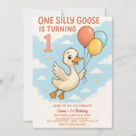 ONE 間抜け Goose 1st Birthday招待状For Girls 招待状