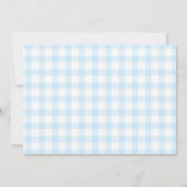 One 間抜け Goose Blue Gingham 1st Birthday Photo サンキューカード (裏面)