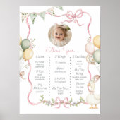 One 間抜け Goose Girl 1st Birthday photo Milestone ポスター (正面)