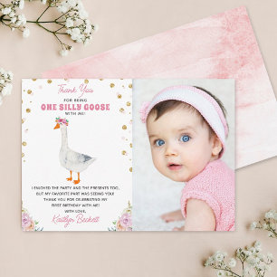One 間抜け Goose Girls 1st Birthday写真 サンキューカード