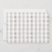 One 間抜け Goose Greige Gingham写真第1誕生日 招待状 (裏面)