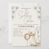 One 間抜け Goose Neutralベビー写真1st誕生日 招待状 (正面)