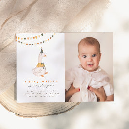 One 間抜け Goose Photo Birthdayパーティー 招待状