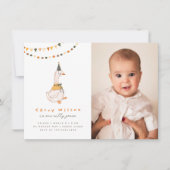 One 間抜け Goose Photo Birthdayパーティー 招待状 (正面)