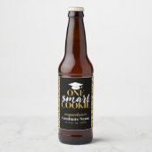 One 頭が切れる Cookie – 黒モダン金ゴールド卒業 ビールラベル (正面)