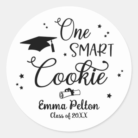 One 頭が切れる Cookie Graduation Stickers ラウンドシール (正面)