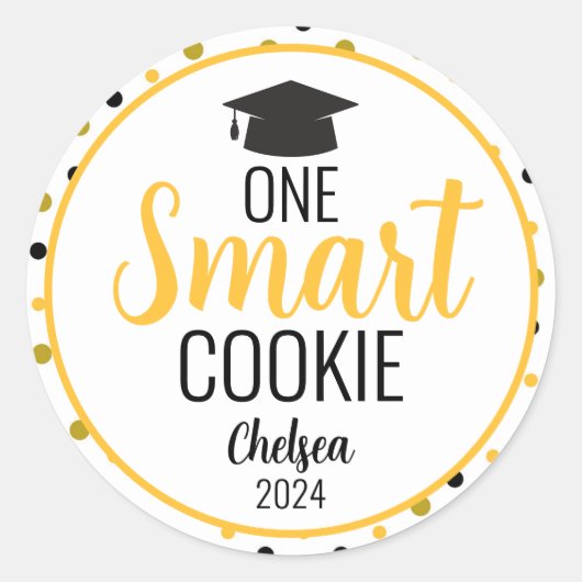 One 頭が切れる Cookie Graduation Stickers ラウンドシール (正面)