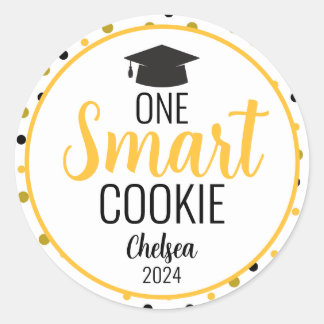 One 頭が切れる Cookie Graduation Stickers ラウンドシール