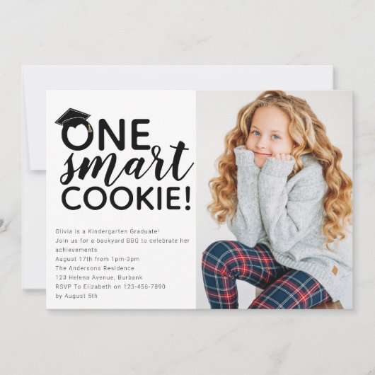 One 頭が切れる Cookie Photo幼稚園卒園 招待状 (正面)