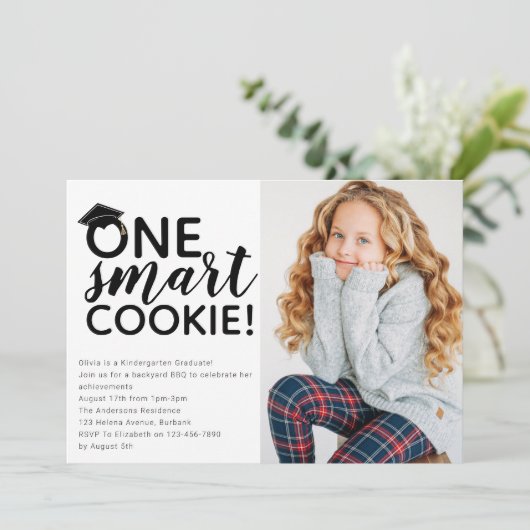 One 頭が切れる Cookie Photo幼稚園卒園 招待状 (スタンド正面)