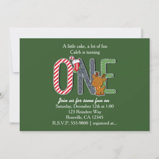 ONE 1歳の誕生日パーティークリスマス招待状 招待状 (正面)