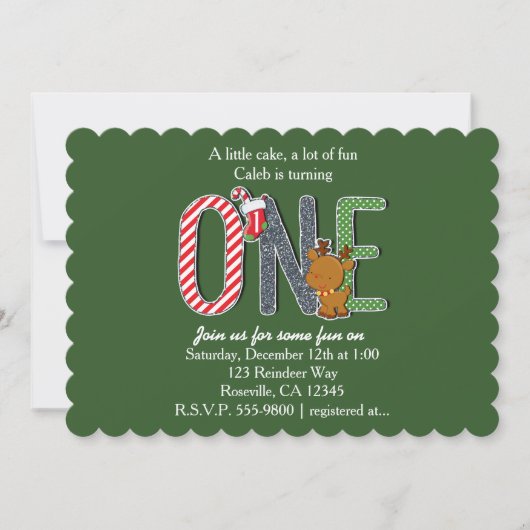 ONE 1th Birthdayパーティークリスマス招待状 招待状 (正面)