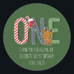 ONE 1th Birthday Christmas Holidayステッカスタムカー ラウンドシール<br><div class="desc">1日の誕生日クリスマスホリデーカスタムステッカー。カスタマイズ文字</div>