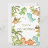 One-A-Saurur恐竜の最初の誕生日招待状 招待状 (裏面)