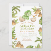 One-A-Saurusの恐竜の最初の2日間の招待状 招待状 (正面)