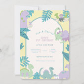 One-A-Saurusの恐竜の最初の2日間の招待状 招待状 (正面)