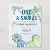 ONE-A-SAURUSディノミテの最初の誕生日の招待状 招待状 (正面)