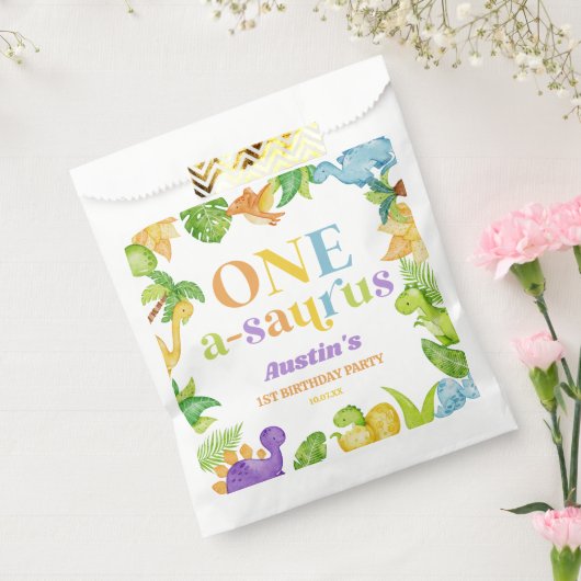 One A-Saurus恐竜の最初の誕生日パーティー フェイバーバッグ (封をした状態)