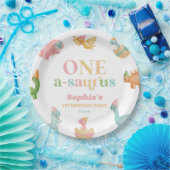 One A-Saurus恐竜の最初の誕生日パーティー ペーパープレート (パーティー)