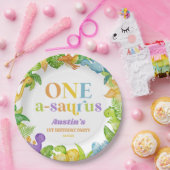 One A-Saurus恐竜の最初の誕生日パーティー ペーパープレート (パーティー)
