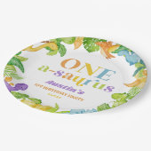 One A-Saurus恐竜の最初の誕生日パーティー ペーパープレート (アングル)