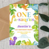 One A-Saurus恐竜の最初の誕生日パーティー 招待状
