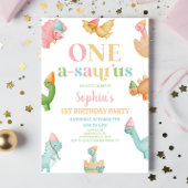 One A-Saurus恐竜の最初の誕生日パーティー 招待状