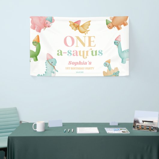 One A-Saurus恐竜の最初の誕生日パーティー 横断幕 (トレードショー)