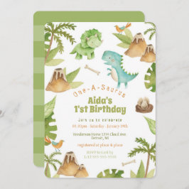 One-A-Saurus恐竜の誕生日の招待状 招待状