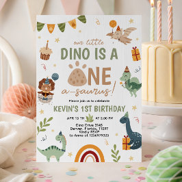 ONE-a-saurus ディノ 1歳の誕生日招待状 招待状