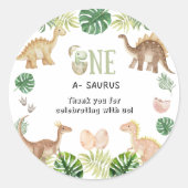 One-a-Saurus 1st誕生日パーティーシール ラウンドシール (正面)