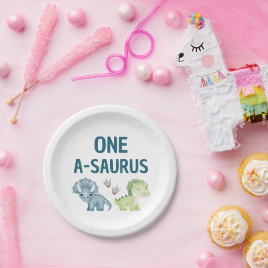 One-A-Saurus 1st誕生日紙プレート ペーパープレート (パーティー)