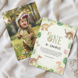 One a Saurus 1st Birthday Thank You Photo Card サンキューカード