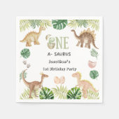 One a Saurus 1th Birthday Paper Napkin スタンダードカクテルナプキン (正面)