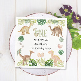 One a Saurus 1th Birthday Paper Napkin スタンダードカクテルナプキン