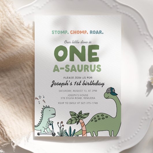 One-a-saurus Birthday Party Invitation 招待状