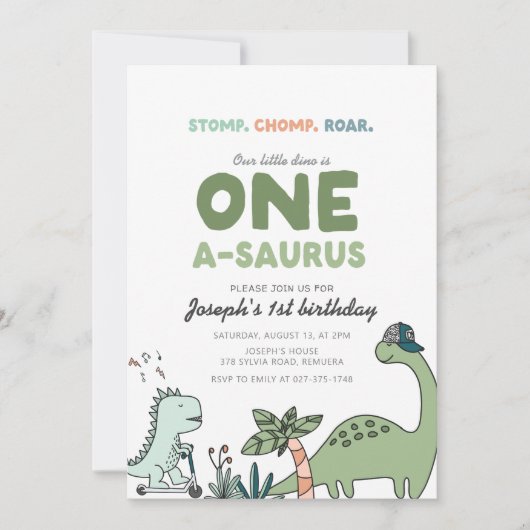 One-a-saurus Birthday Party Invitation 招待状 (正面)