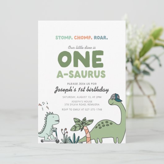 One-a-saurus Birthday Party Invitation 招待状 (スタンド正面)