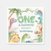 One A-Saurus Boy Dinosax 1st Birthday スタンダードカクテルナプキン (正面)