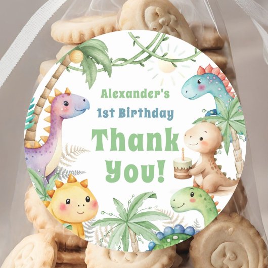 One A-Saurus Boy Dinosax 1st Birthday ラウンドシール