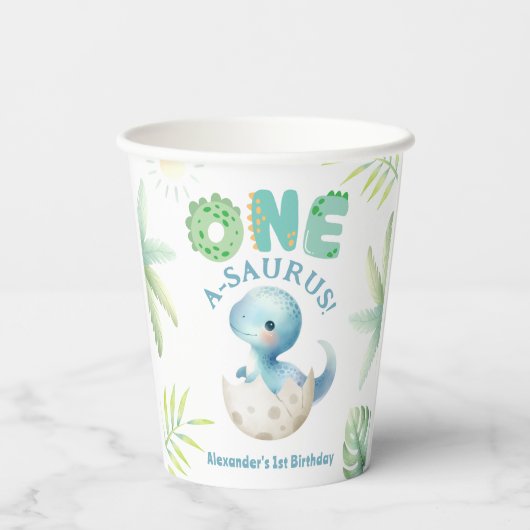 One A-Saurus Boy Dinosax 1st Birthday 紙コップ (裏面)