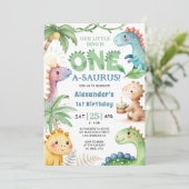 One A-Saurus Boy Disours 1st Birthday招待状 招待状 (スタンド正面)